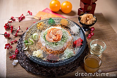 Asian Prosperity Toss, Lohei, Yusheng, yee sang Stock Photo